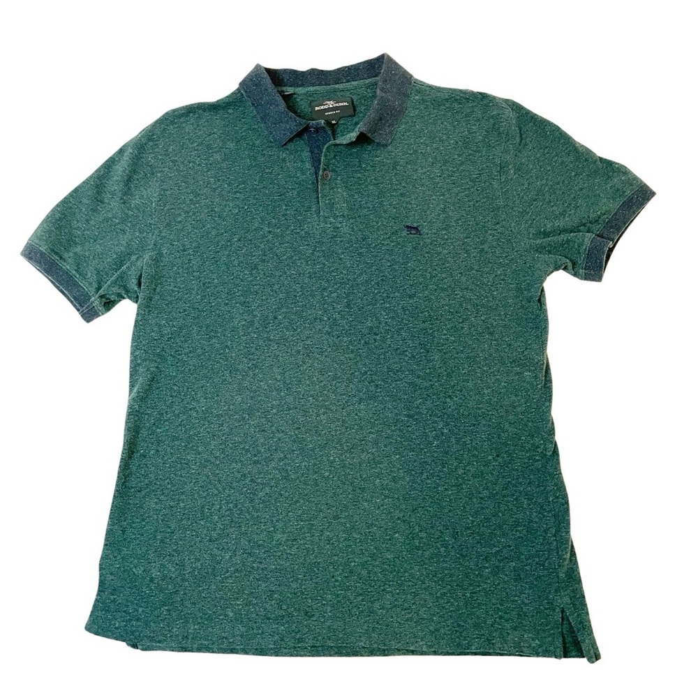 Rodd & Gunn Knit Short Sleeve Polo Shirt Green/Blue‎ Men's Size XL